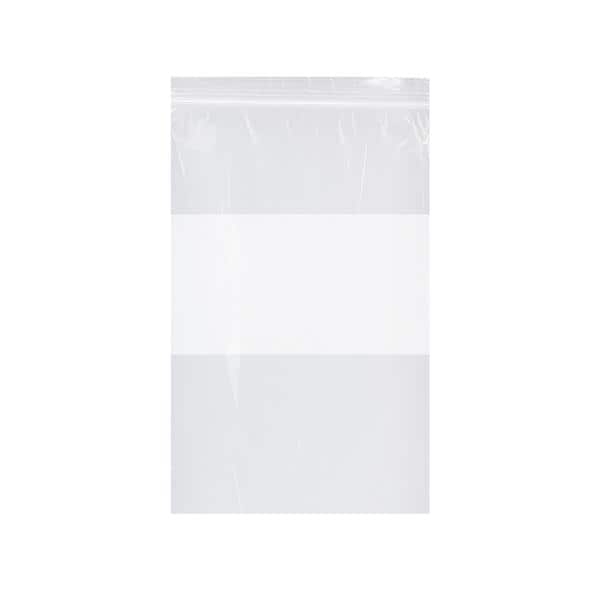 Zip Bag Clear White Block 5x8, 2mil 1000/Ca