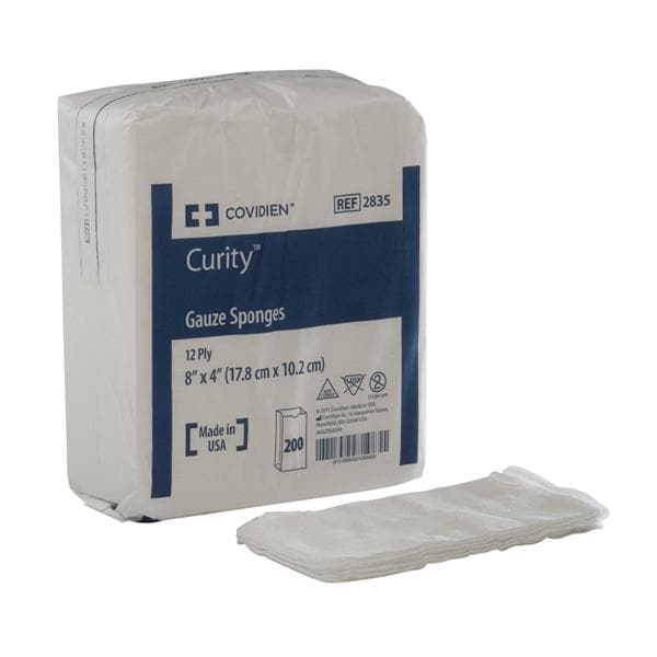 Curity 100% Cotton Gauze Sponge 4x8" 12 Ply Non-Sterile USP Type VII LF, 10 BG/CA