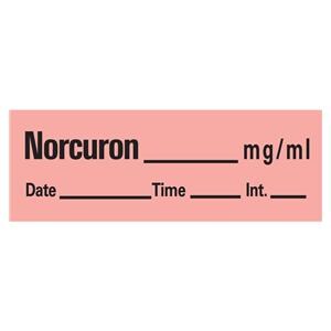 Anesthesia Label Norcuron mg/ml Fluorescent Red RL
