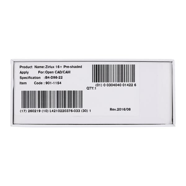 Zirlux 16+ Zirconia Disc B4 98x22 Ea