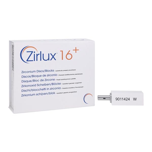 Zirlux 16+ Zirconia Block White 65x25x22mm 4/PK