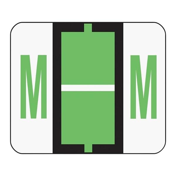 Bar-Style Permanent Alphabetical Labels M Light Green 500/Roll 500/Pk