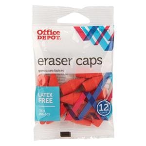 Office Depot Brand Eraser Caps Red 12/Pack 12/Pk