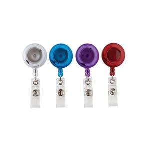 Retracting ID Card Reels Assorted Colors 4/Pk