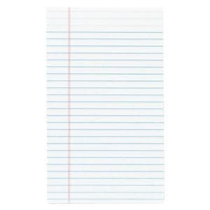 Jr. Glue-Top Writing Pads 5 in x 8 in Legal Ruled 50 Sheets White 12/Pk