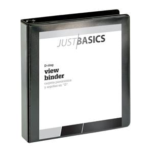 Just Basics Basic D-Ring View Binder 1 1/2 in Rings Black Ea