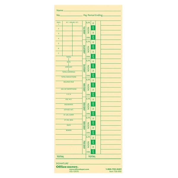 Time Cards Weekly Days 1-7 2-Sided Manila 100/Pack 100/Pk