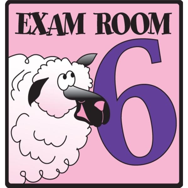 Exam Room Sign Flat Surface Mount Lamb/Pink Plastic Ea