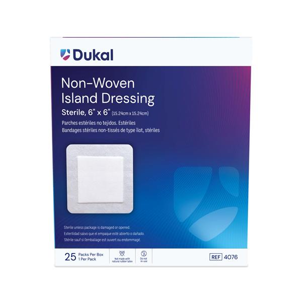 Caliber Cotton Island Dressing 6x6" Sterile Adhesive Absorbent LF, 4 BX/CA