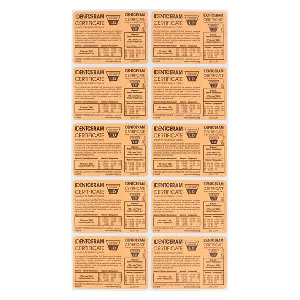 IPS e.max CAD Prescription Label Ea