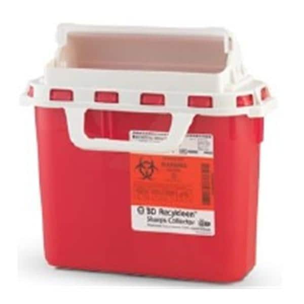 Recykleen Sharps Container 6g Trnslcnt Rd/Clr 15.2x10x16" Sld Ld ABS Plstc 12/Ca