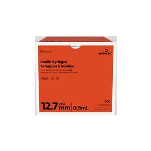 Micro-Fine IV Insulin Syringe/Needle 28gx1/2" 0.5cc Cnvntnl No Dead Spc 100/Bx