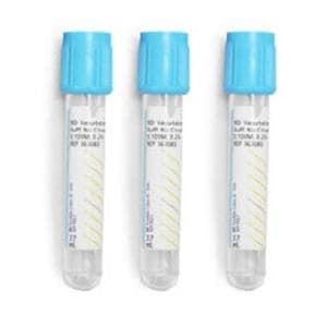 Vacutainer Venous Blood Collection Tube Light Blue 2.7mL Hmgrd Clsr Plstc 100/Bx, 10 BX/CA